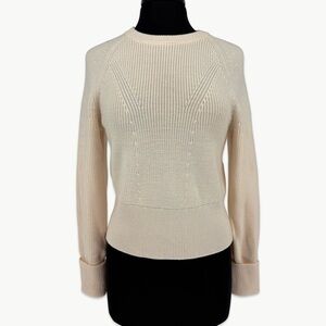 Banana Republic Merino Wool Crewneck Sweater Size XS Ivory Minimal Classic NWT